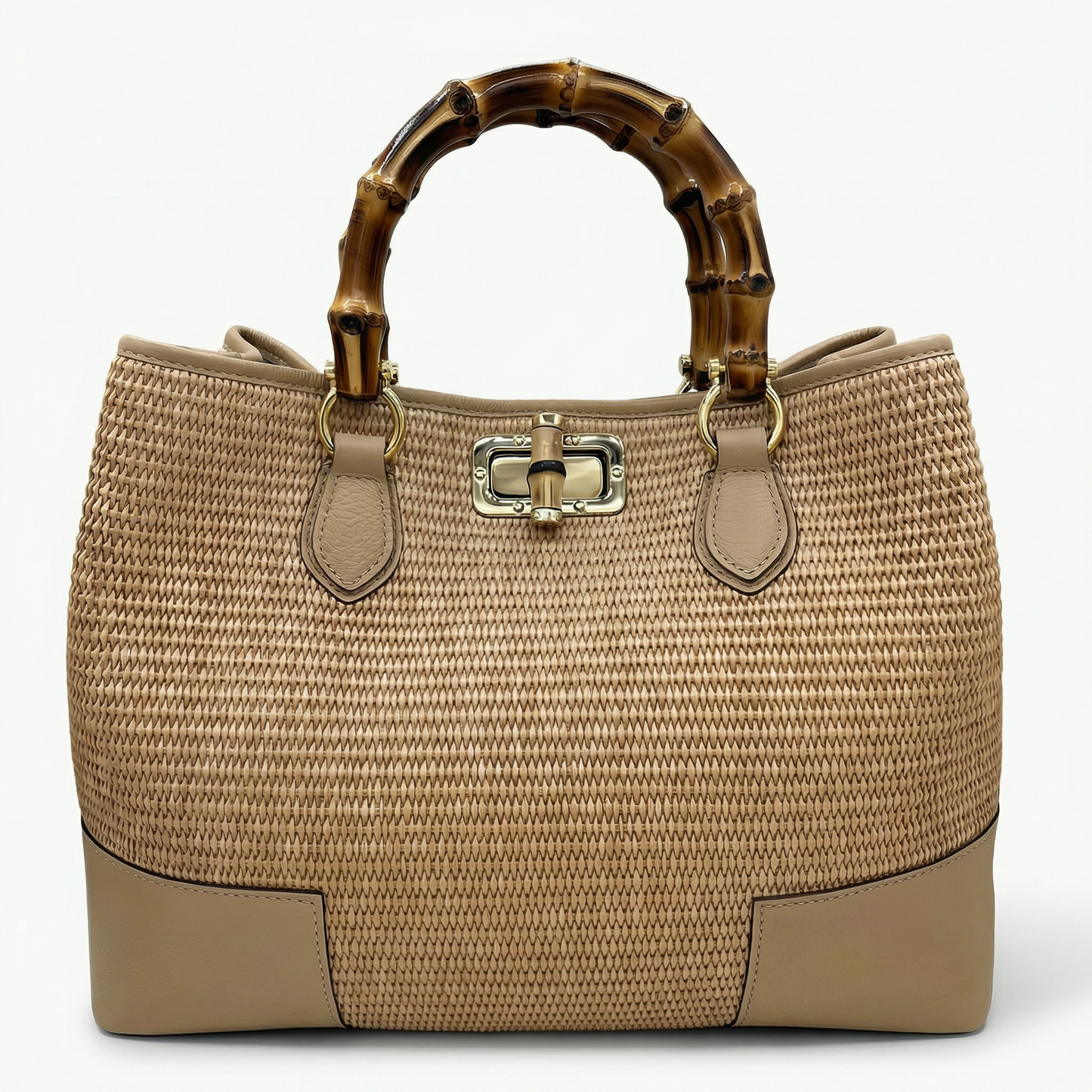 Ginevra Bamboo-Handle Raffia Bag by Clemés