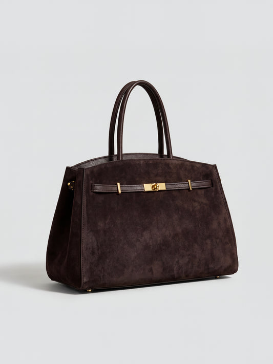 Coco Suede Tote by Clemés — Dark Brown