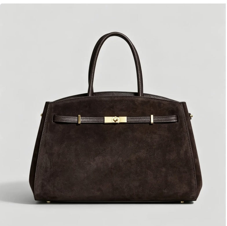 Coco Suede Tote by Clemés — Dark Brown