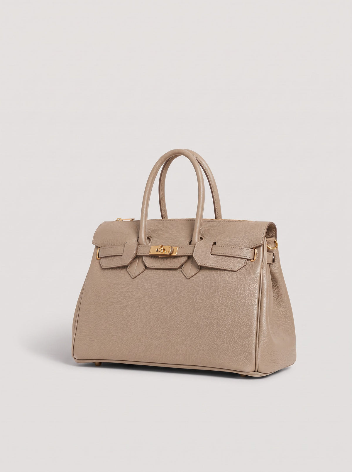 Letizia Light Taupe Calfskin Bag by Clemés – front three-quarter view
