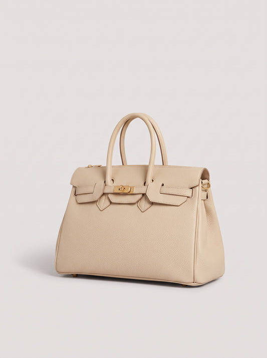 Letizia Oyster Calfskin Bag by Clemés – front three-quarter view