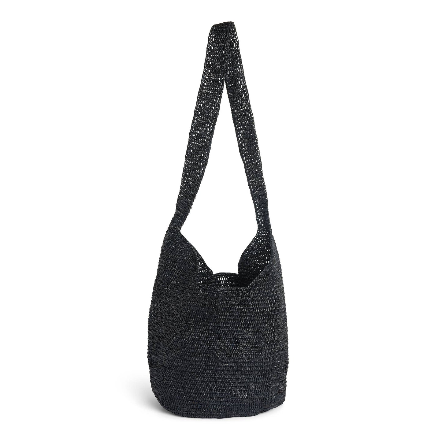 Fleurine Raffia Crossbody Basket by Clemés, Black