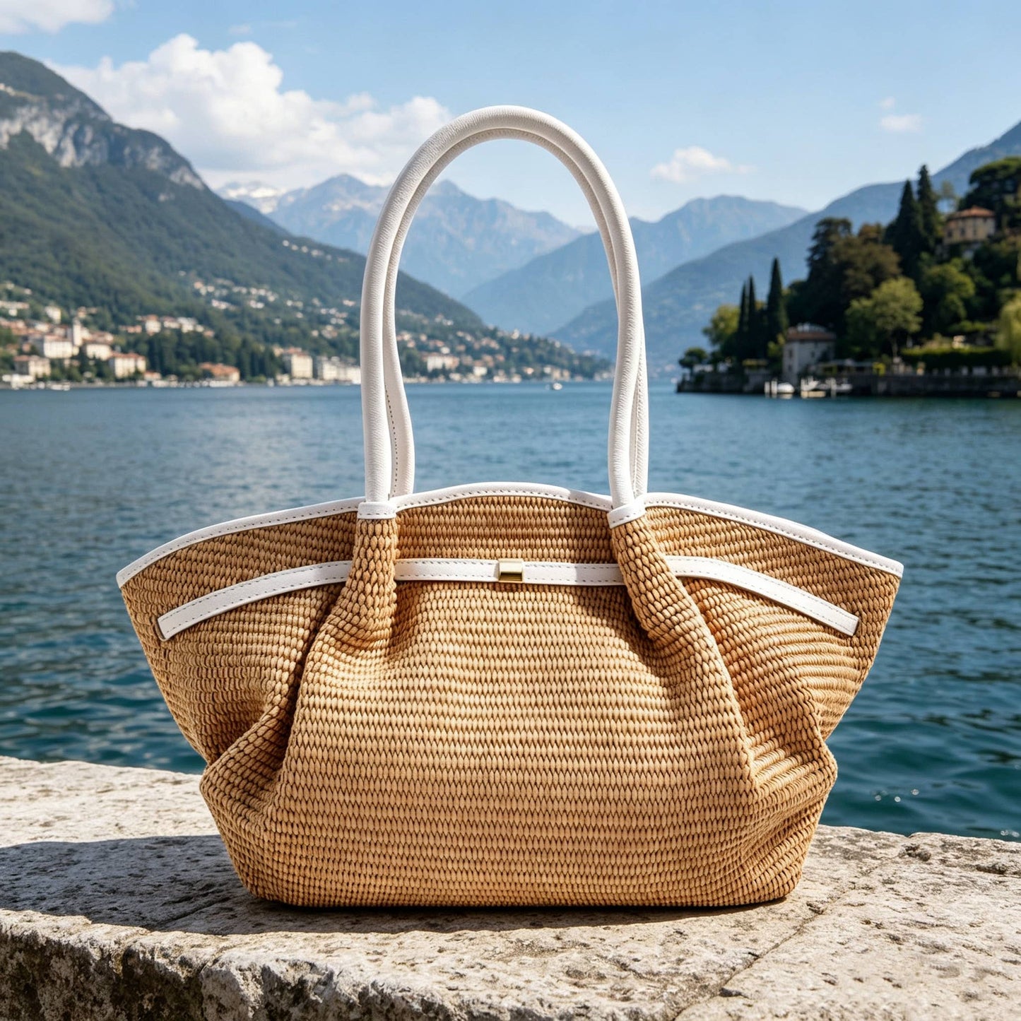 Serafina Raffia & Leather Shopper by Clemés