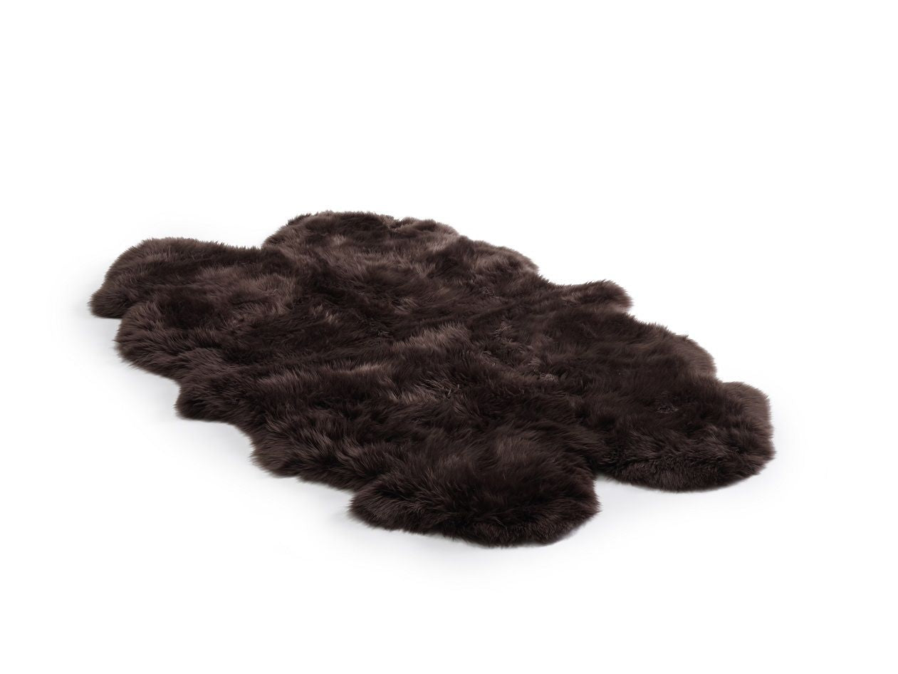 Natural Premium New Zealand Sheepskin Rug & Throw, Quad, W105 x L180 cm, Dark Chocolate