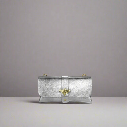 Anima Suede Leather Metallic Clutch Shoulder Bag by Clemés (7 Colours)
