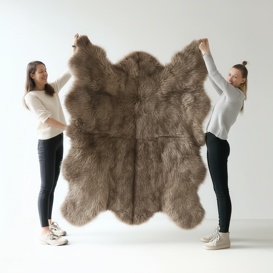 Natural Premium New Zealand Sheepskin Rug & Throw, Sexto, L180 x W150 cm (3 Colours)