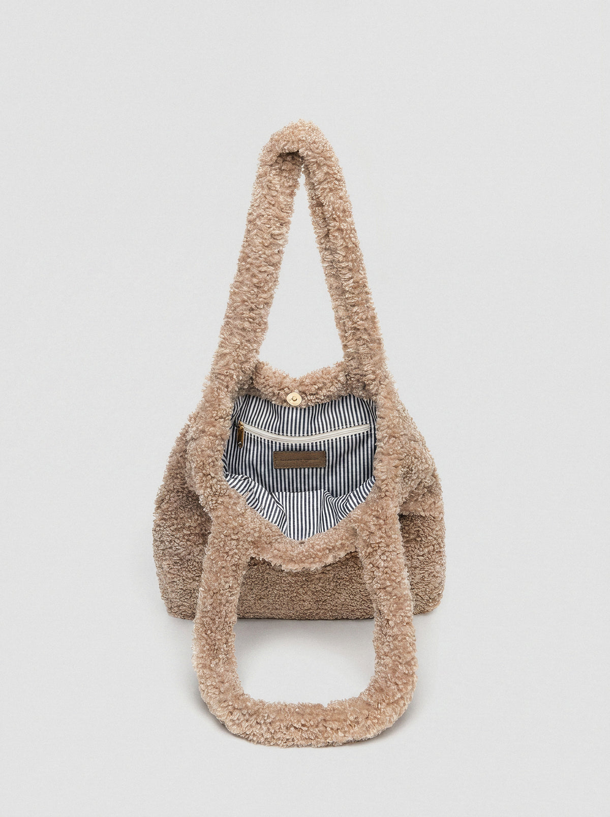 Delphine Faux Shearling Tote Shoulder Bag by Clemés