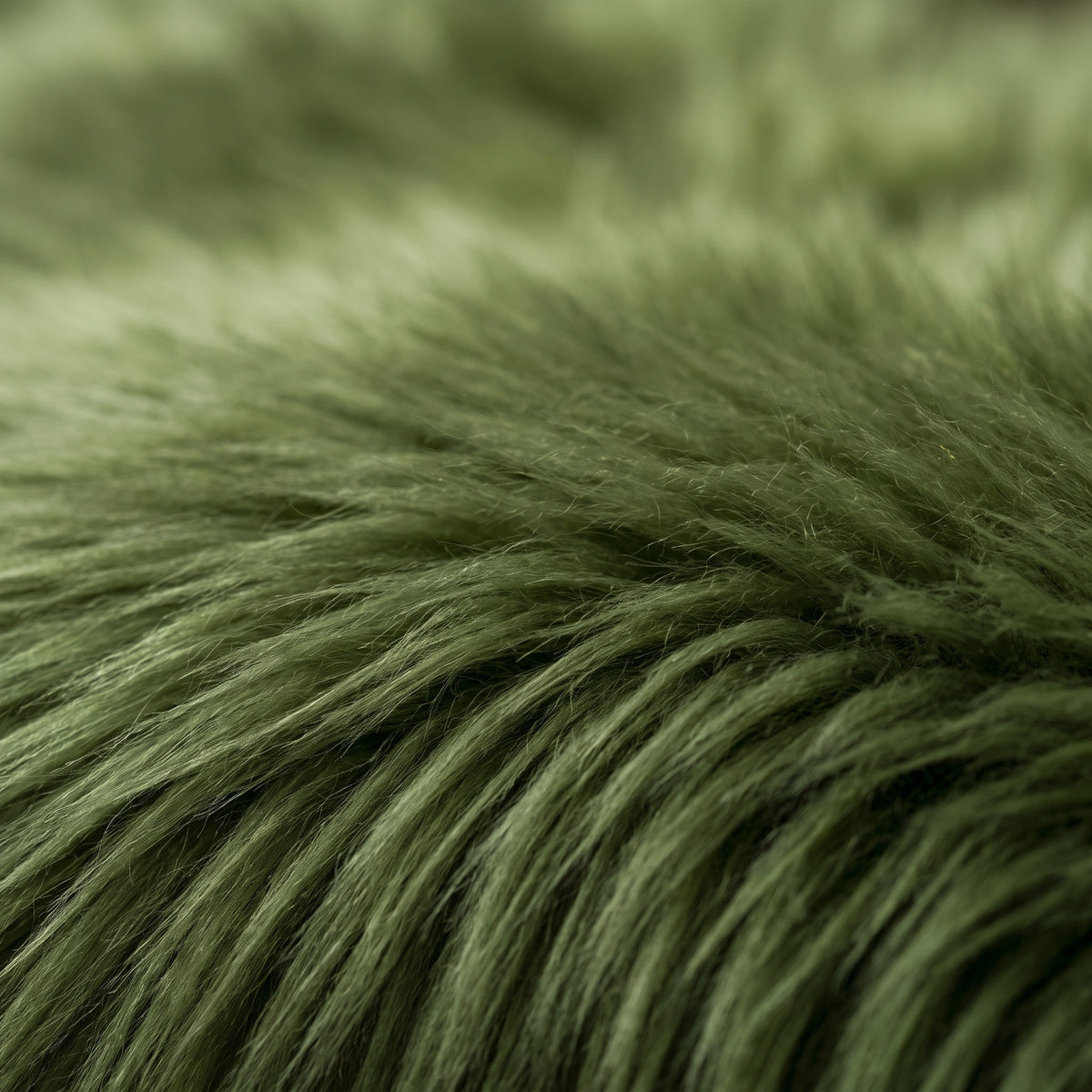 Close-up of the soft Apple Green coloured New Zealand sheepskin wool