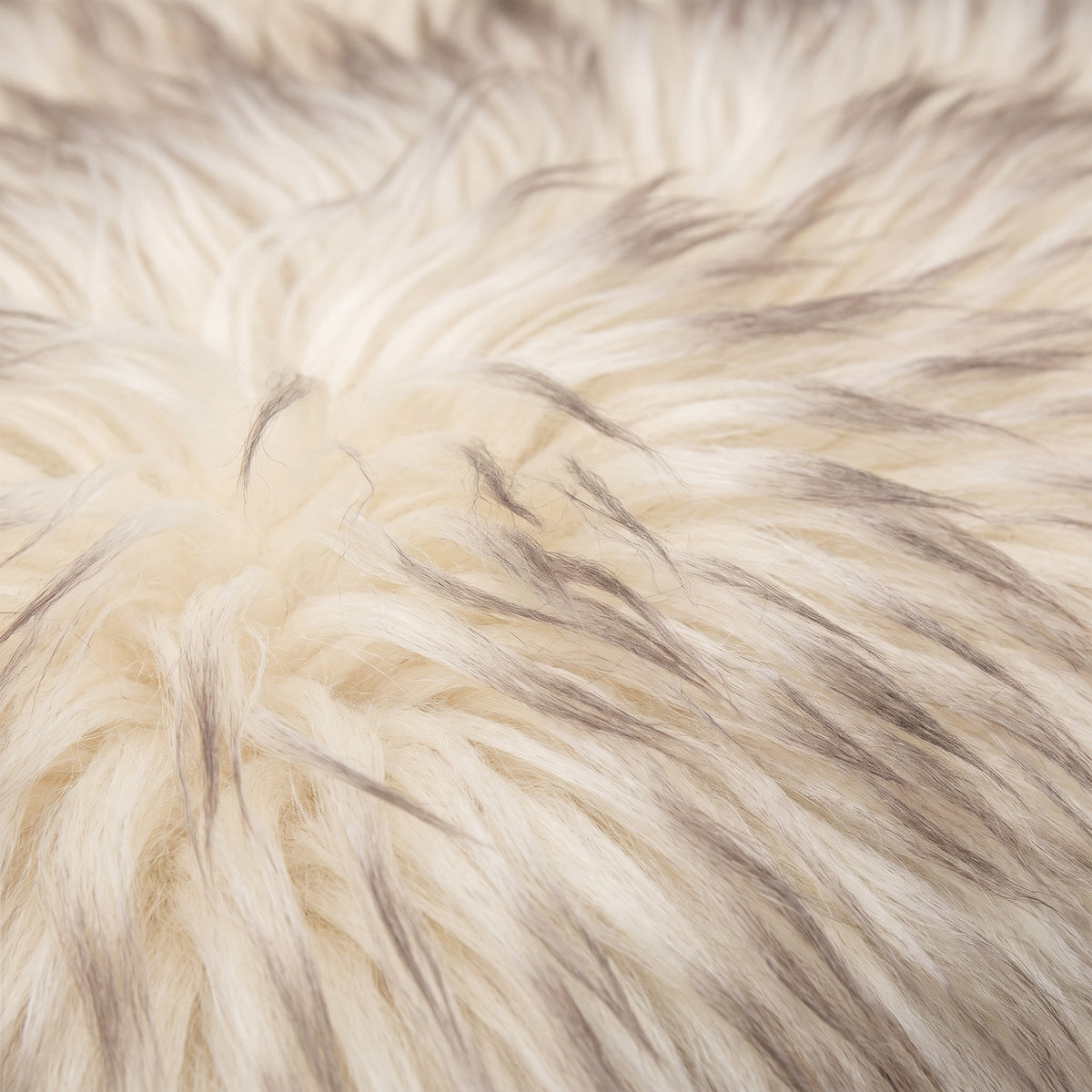 Close-up of the soft Wolf Tip coloured New Zealand sheepskin wool