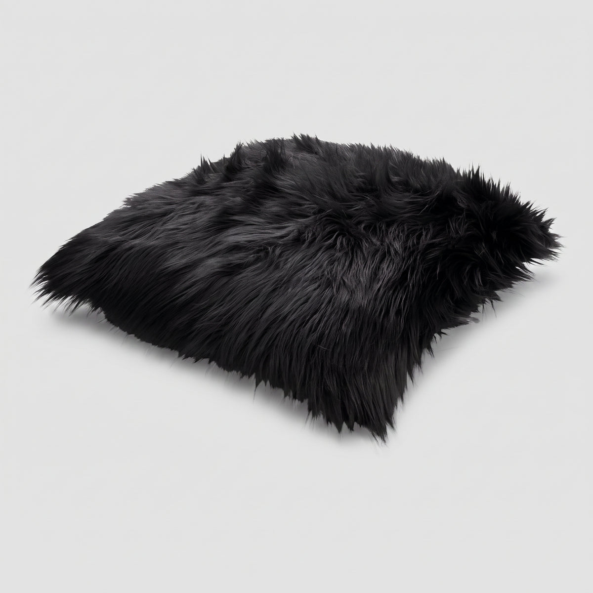 Double-Sided Sheepskin Cushion in Black