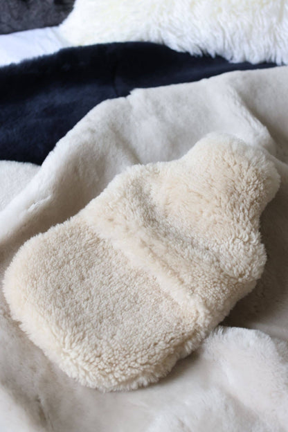 Sheepskin Hot Water Bottle Cover Swedish Moonlight Cream, 2L Standard