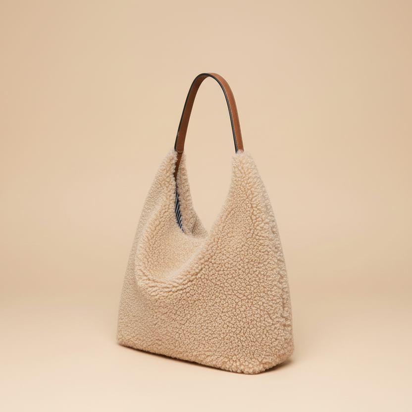 Anaïs Faux Shearling & Leather Hobo Handbag by Clemés
