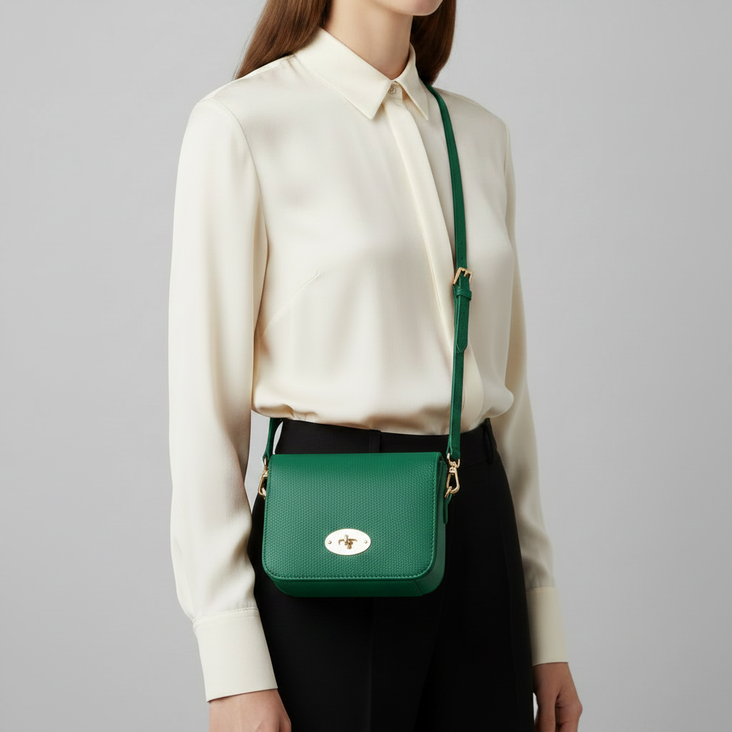 Chiara Genuine Leather Crossbody Bag with Metal Clasp by Clemés
