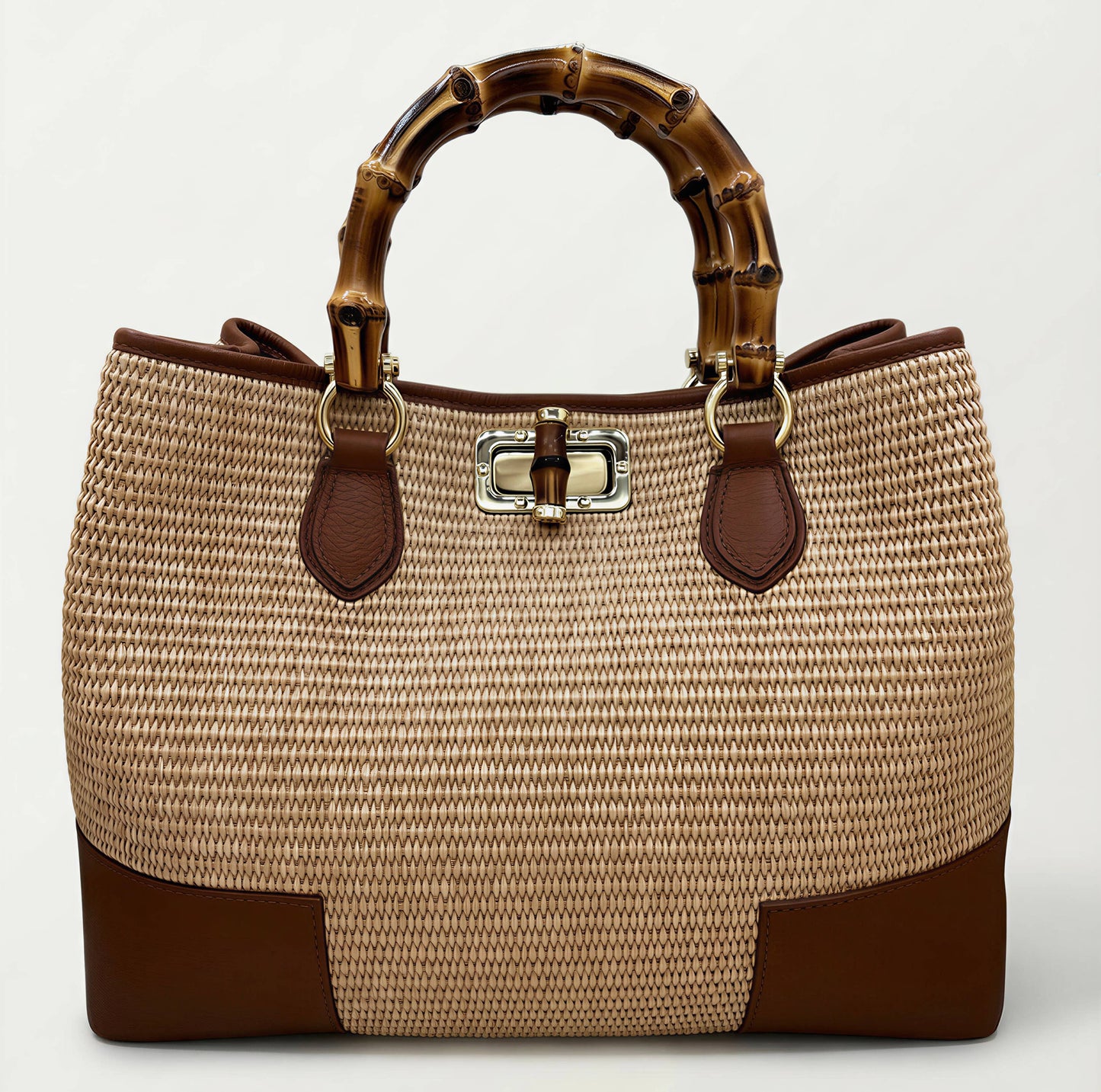 Ginevra Bamboo-Handle Raffia Bag by Clemés