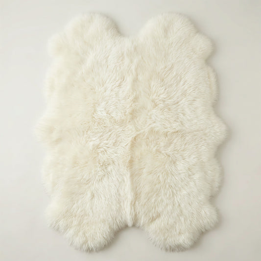 Ivory New Zealand sheepskin rug & throw, Quad, 4-Pelt, L180 x W105 cm