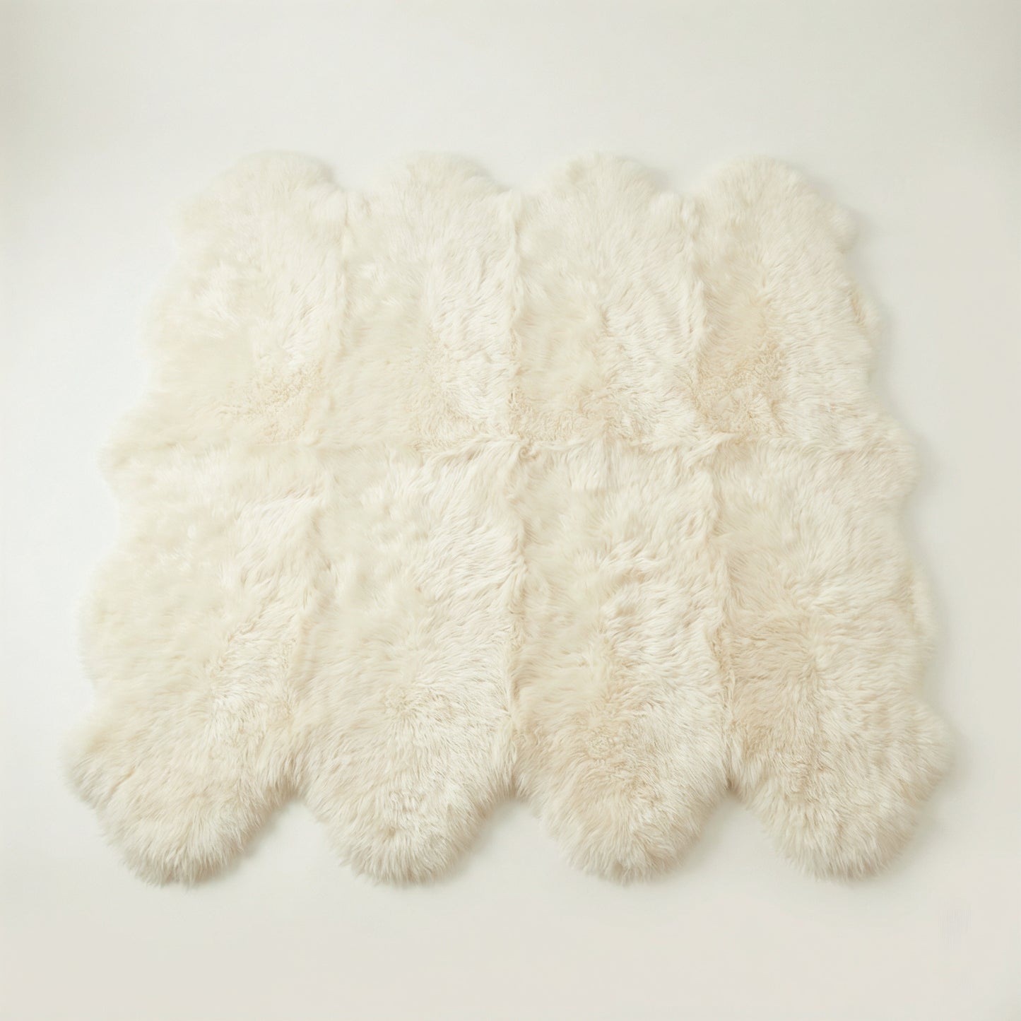 Ivory New Zealand sheepskin rug & throw, Octo, 8-Pelt, L200 x W180 cm