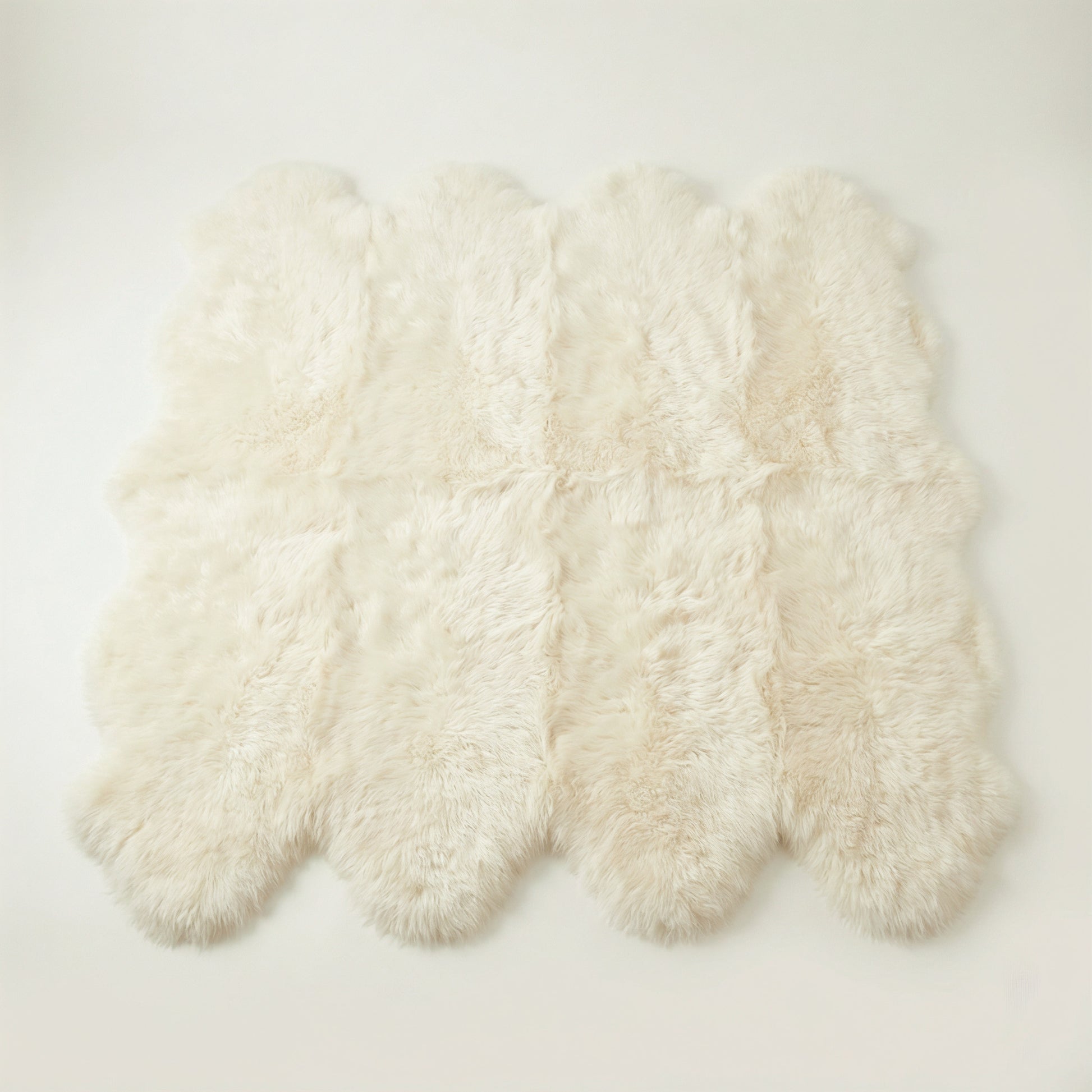 Ivory New Zealand sheepskin rug & throw, Octo, 8-Pelt, L200 x W180 cm