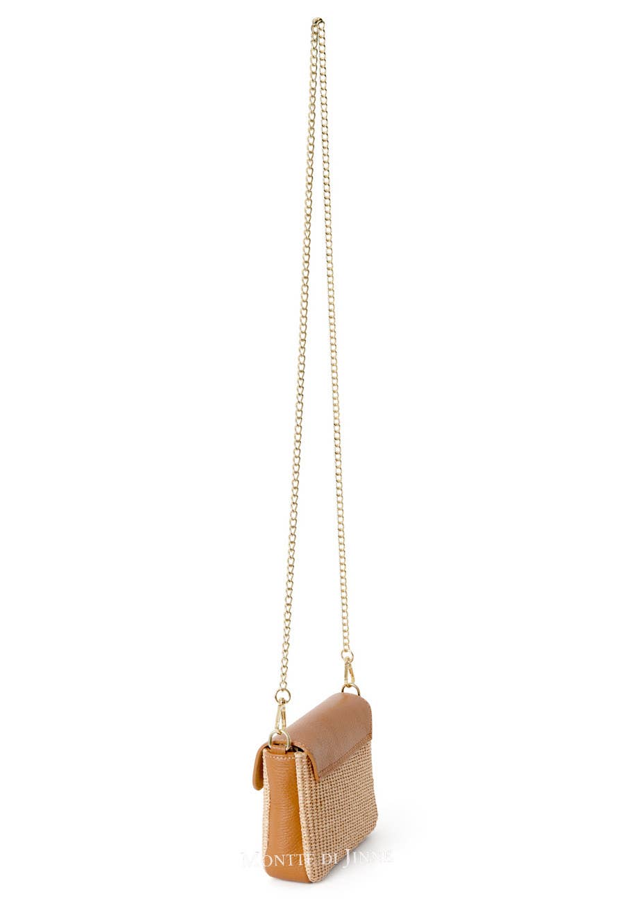 Élodie Raffia  & Leather Flap Crossbody Bag