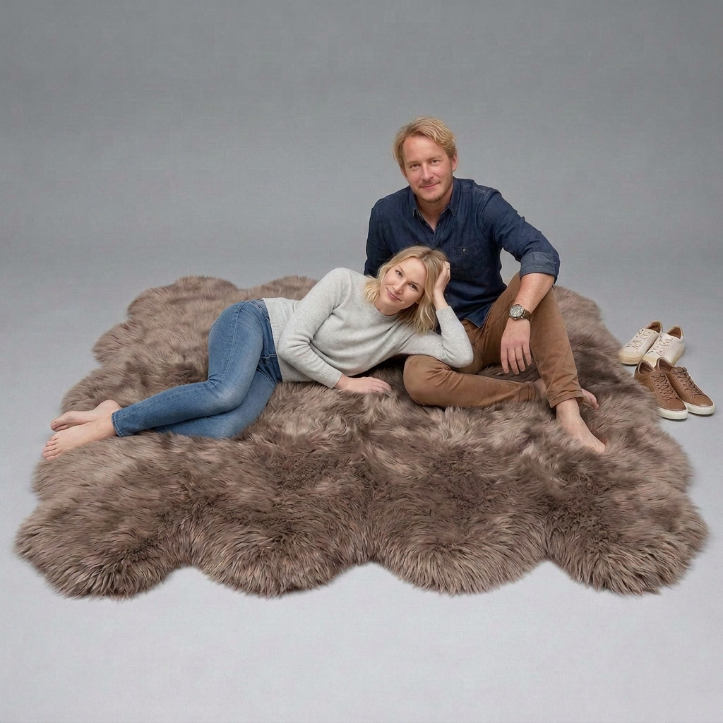 Octo New Zealand Sheepskin Rug & Throw, 8-Pelt, Octo, L200 x W180 cm, Taupe