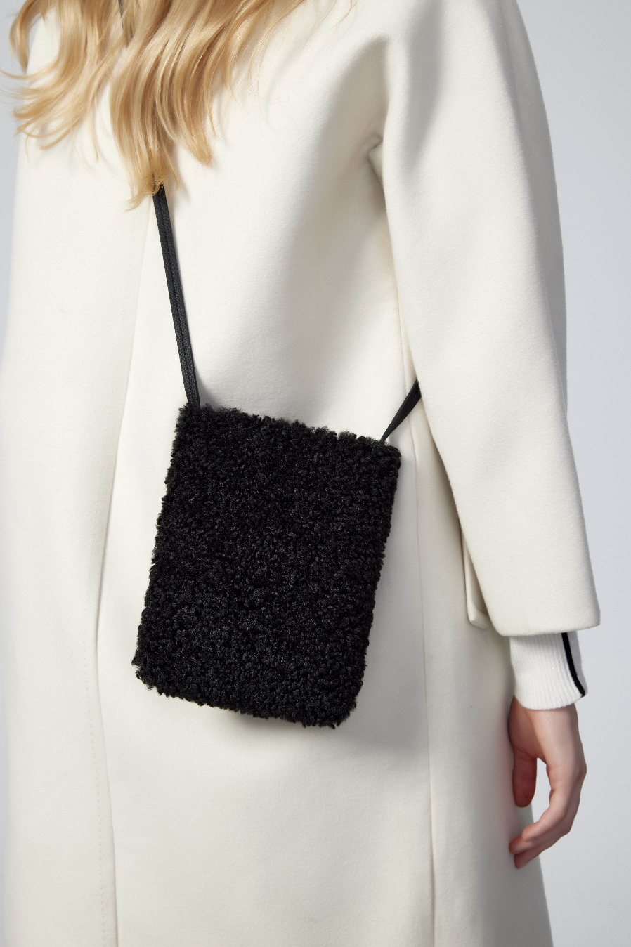 Pia Faux Shearling Phone Crossbody Bag by Clemés