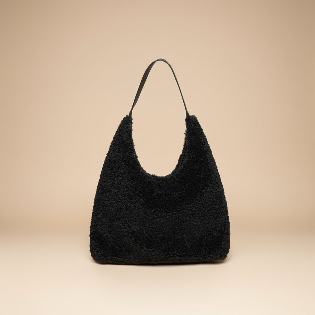 Anaïs Faux Shearling & Leather Hobo Handbag by Clemés