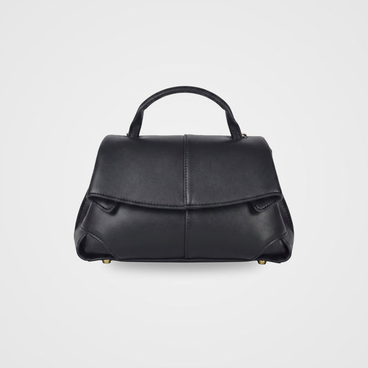 Fiorella mini leather baguette bag by Clemés in Black