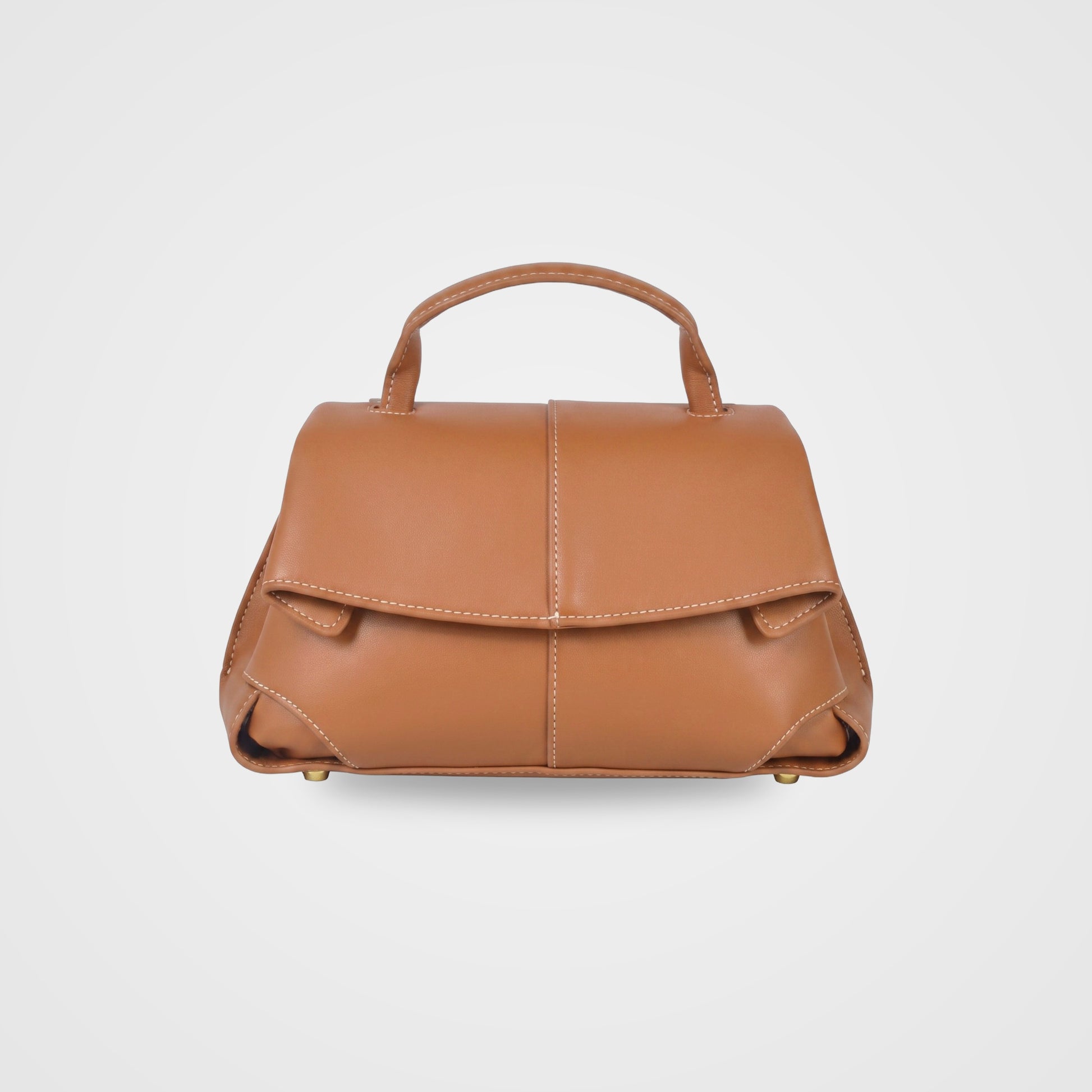 Fiorella mini leather baguette bag by Clemés in Cognac