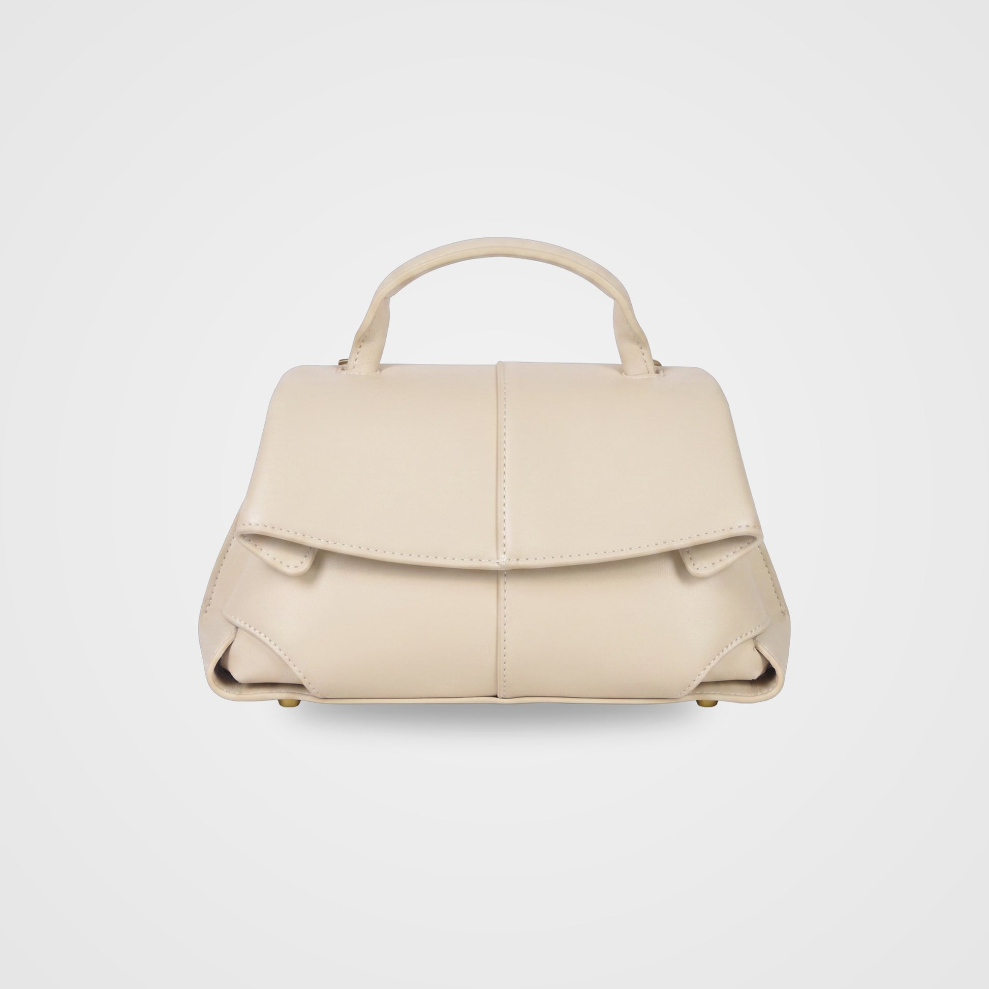 Fiorella mini leather baguette bag by Clemés in Cream