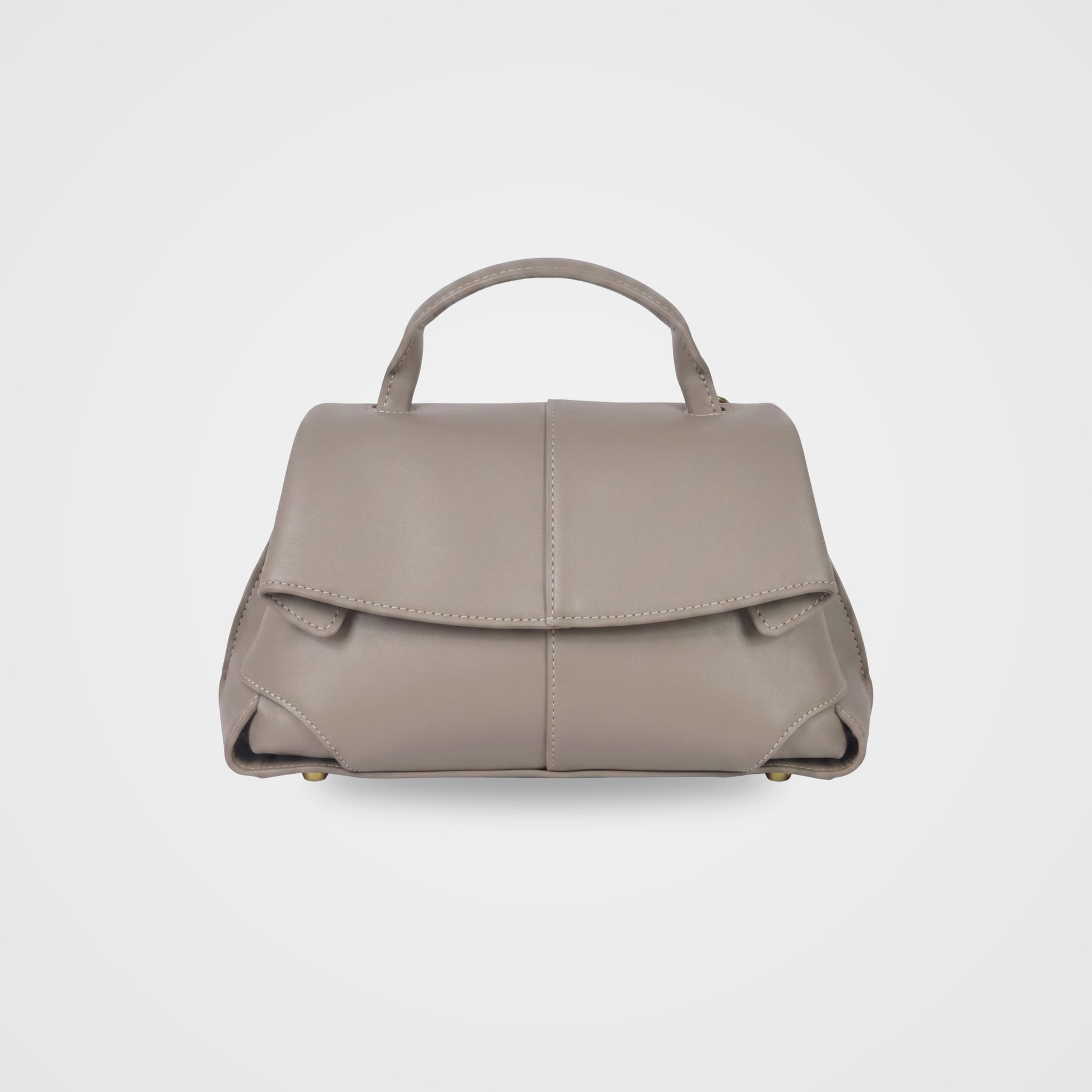 Fiorella mini leather baguette bag by Clemés in Taupe