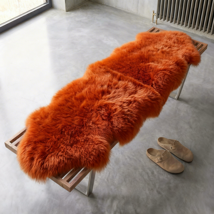 Double New Zealand Sheepskin Rug & Throw, W65 x L180 cm, Tangerine