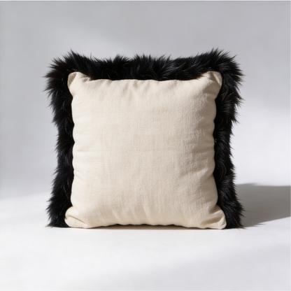 Natural Premium New Zealand Sheepskin Cushion 40 x 40 cm, Black