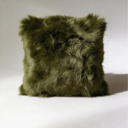 Natural Premium New Zealand Sheepskin Cushion 40 x 40 cm, Apple Green