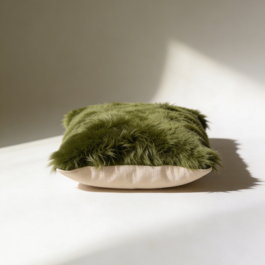 Natural Premium New Zealand Sheepskin Cushion 40 x 40 cm, Apple Green