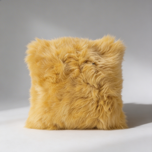 Natural Premium New Zealand Sheepskin Cushion 40 x 40 cm, Squash