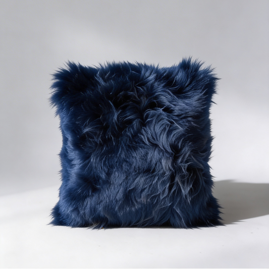 Natural Premium New Zealand Sheepskin Cushion 40 x 40 cm, Indigo