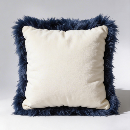 Natural Premium New Zealand Sheepskin Cushion 40 x 40 cm, Indigo