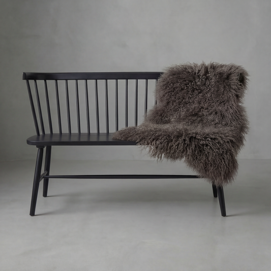 Natural Premium Tibetan Mongolian Sheepskin Rug/Throw, Single, Large (L95 x W60 cm), Dark Taupe