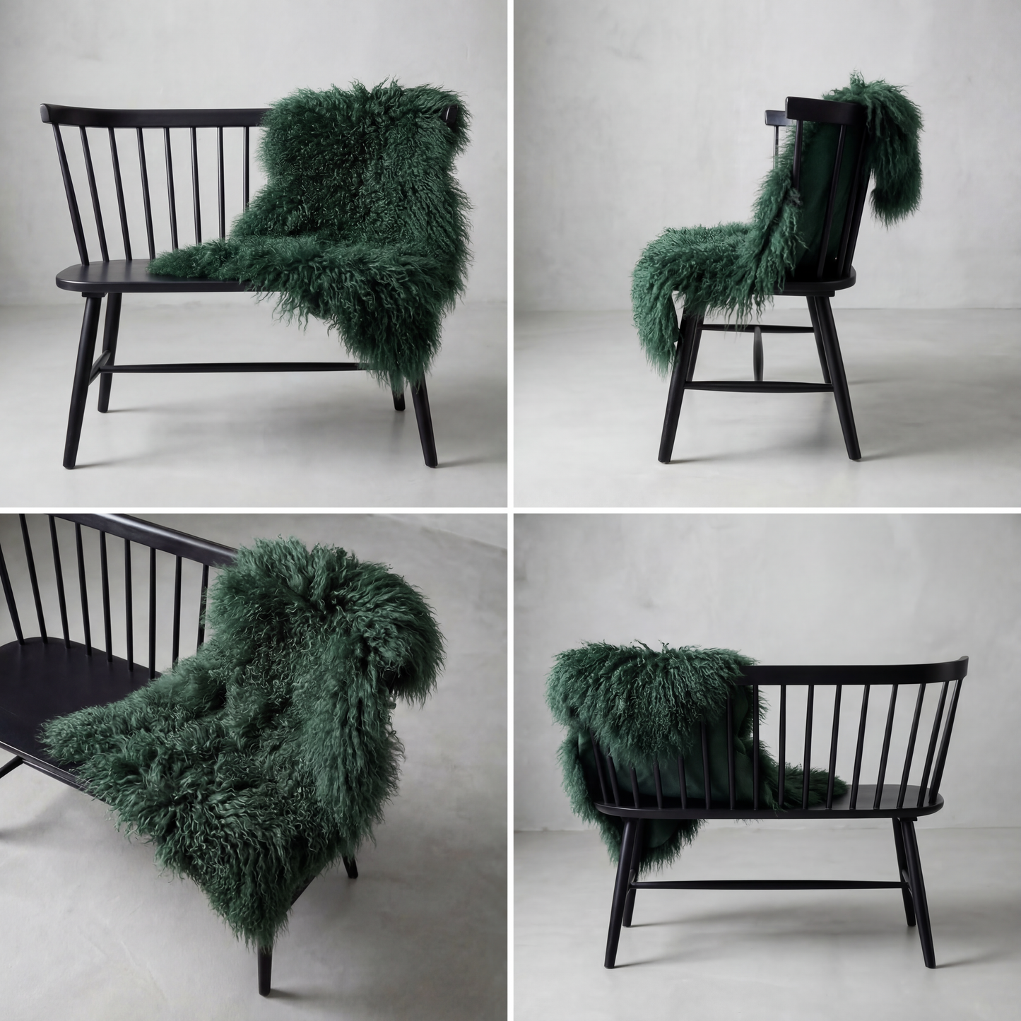 Natural Premium Tibetan Mongolian Sheepskin Rug/Throw, Single, Large (L95 x W60 cm), Dark Teal