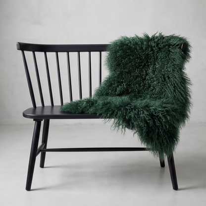 Natural Premium Tibetan Mongolian Sheepskin Rug/Throw, Single, Large (L95 x W60 cm), Dark Teal