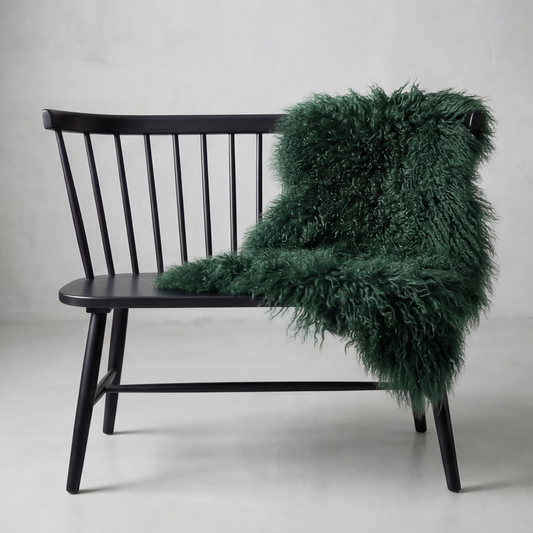 Natural Premium Tibetan Mongolian Sheepskin Rug/Throw, Single, Large (L95 x W60 cm), Dark Teal