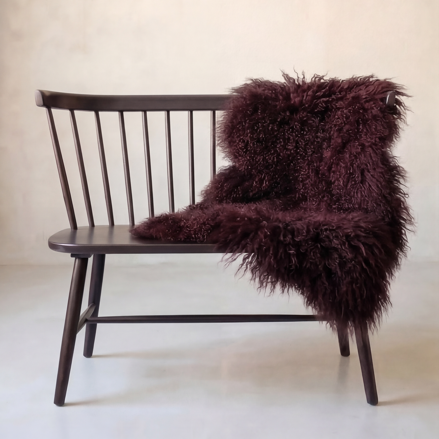 Natural Premium Tibetan Mongolian Sheepskin Rug/Throw, Single, Large (L95 x W60 cm), Aubergine