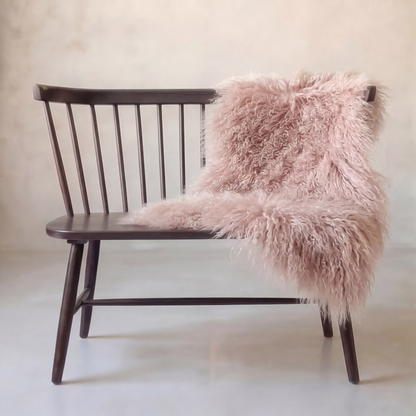 Natural Premium Tibetan Mongolian Sheepskin Rug/Throw, Single, Large (L95 x W60 cm), Dusty Rose