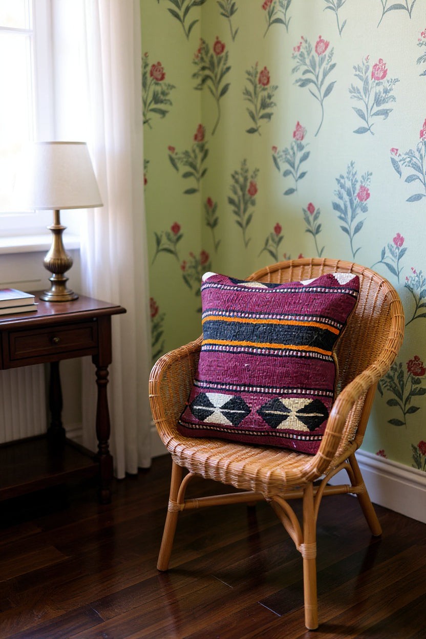 Turkish Kilim Vintage Cushion Cover - 42 x 40 cm