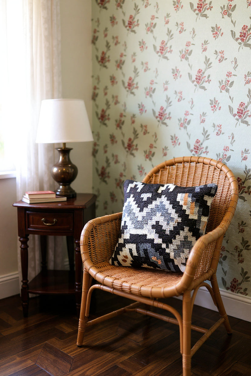 Turkish Kilim Vintage Cushion Cover - 40 x 40 cm