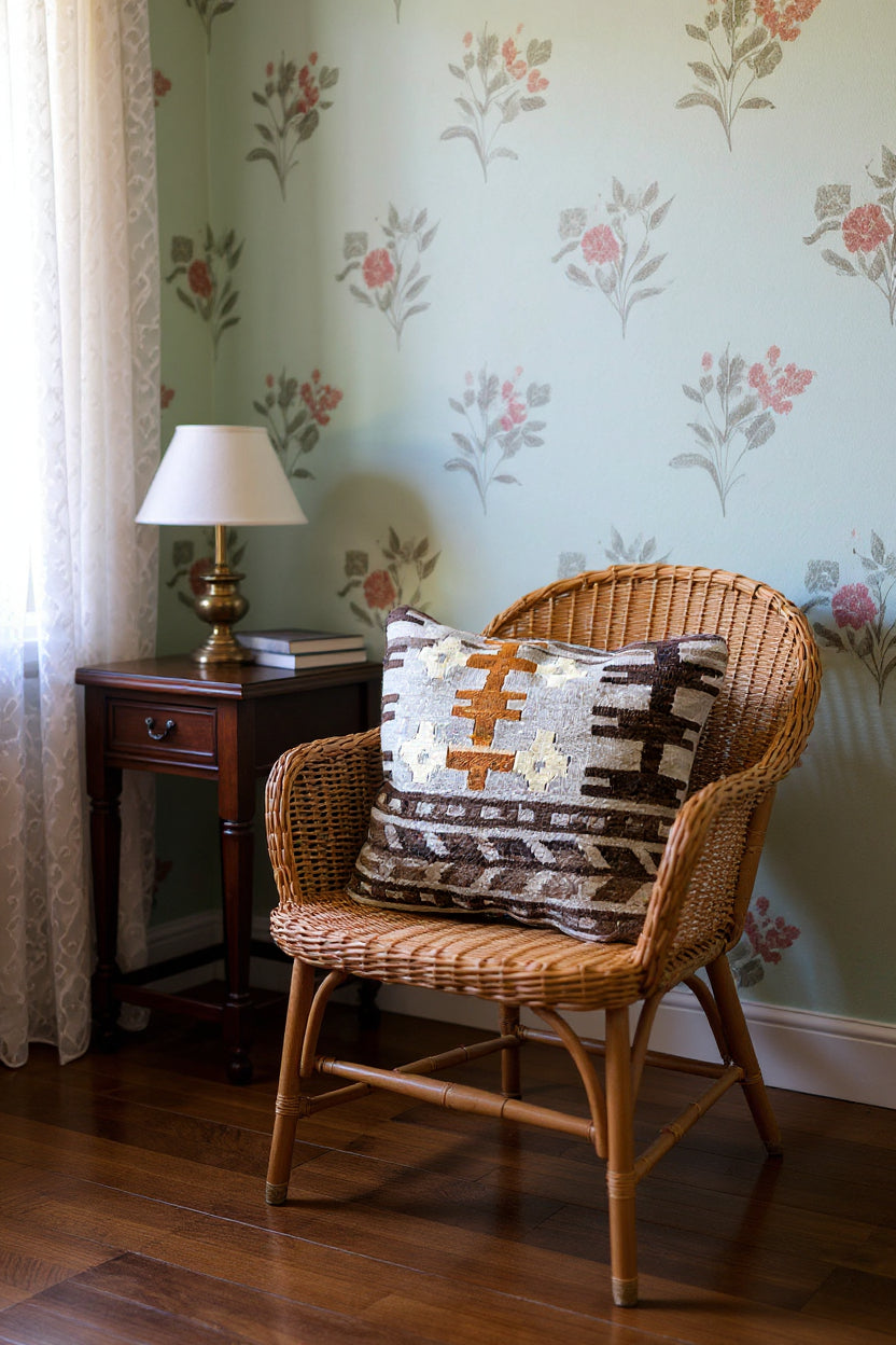 Turkish Kilim Vintage Cushion Cover - 40 x 40 cm