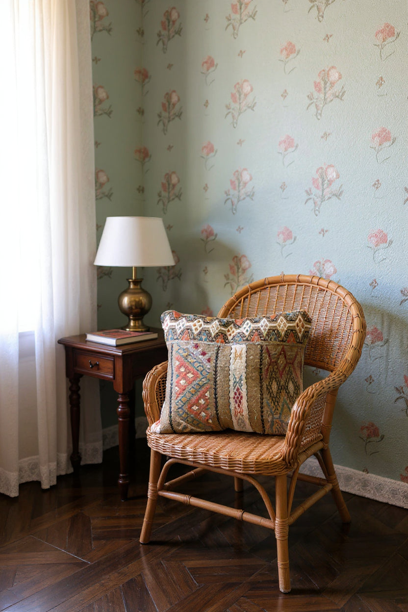 Turkish Kilim Vintage Cushion Cover - 40 x 40 cm