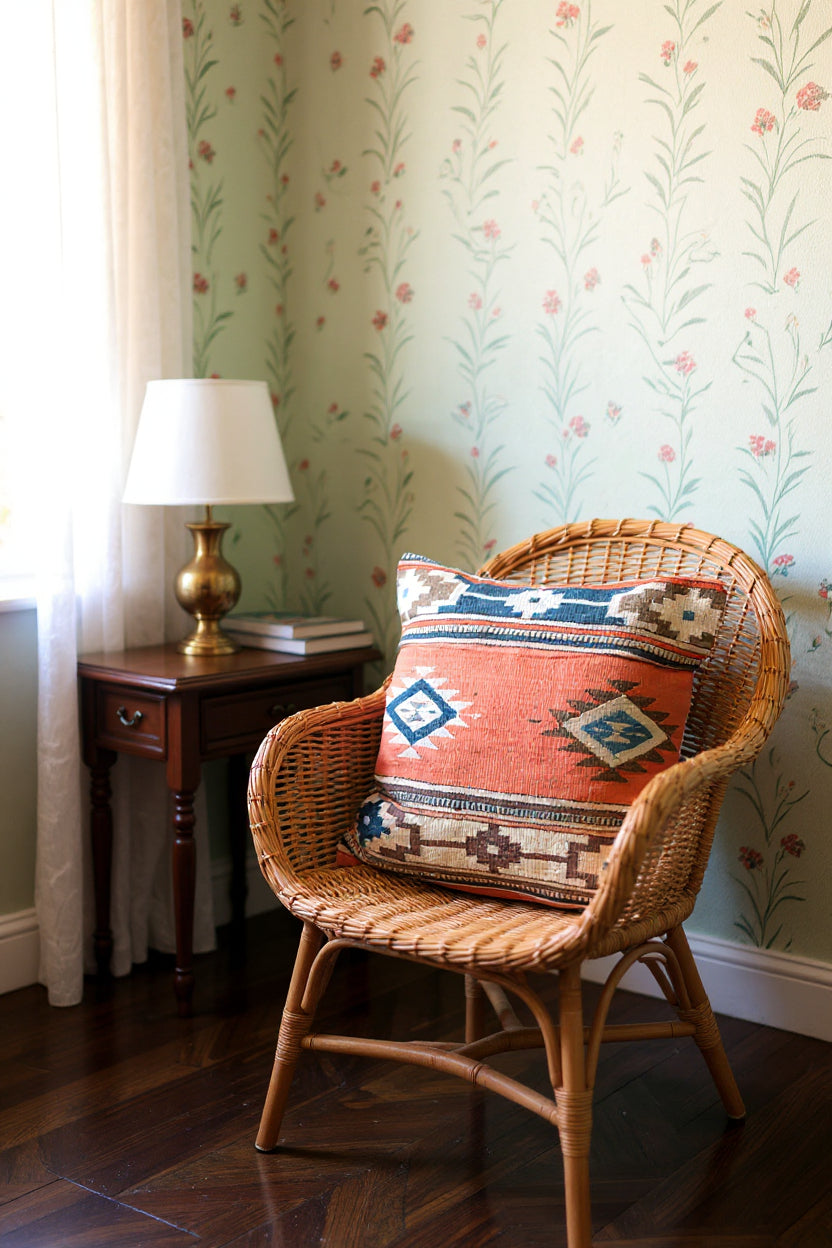 Turkish Kilim Vintage Cushion Cover - 40 x 40 cm