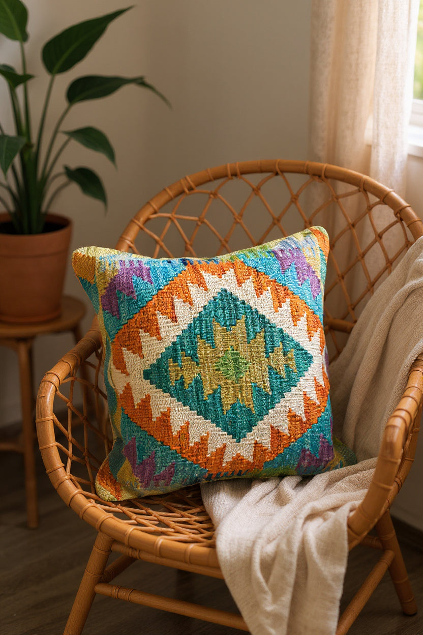 Afghan Kilim Cushion Cover - 45 x 45 cm