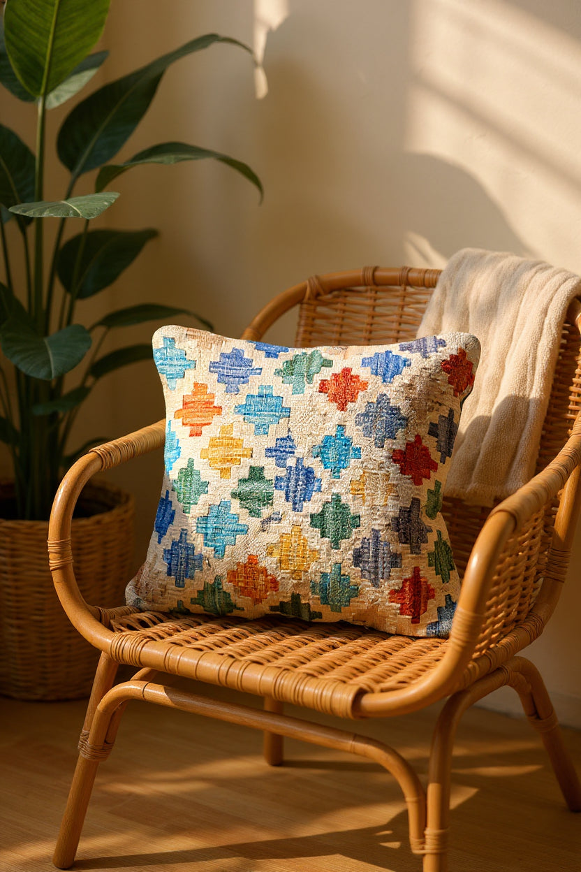 Afghan Kilim Cushion Cover - 46 x 46 cm