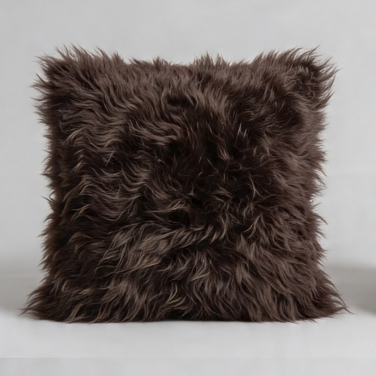 Natural Premium New Zealand Sheepskin Cushion 40 x 40 cm, Dark Chocolate